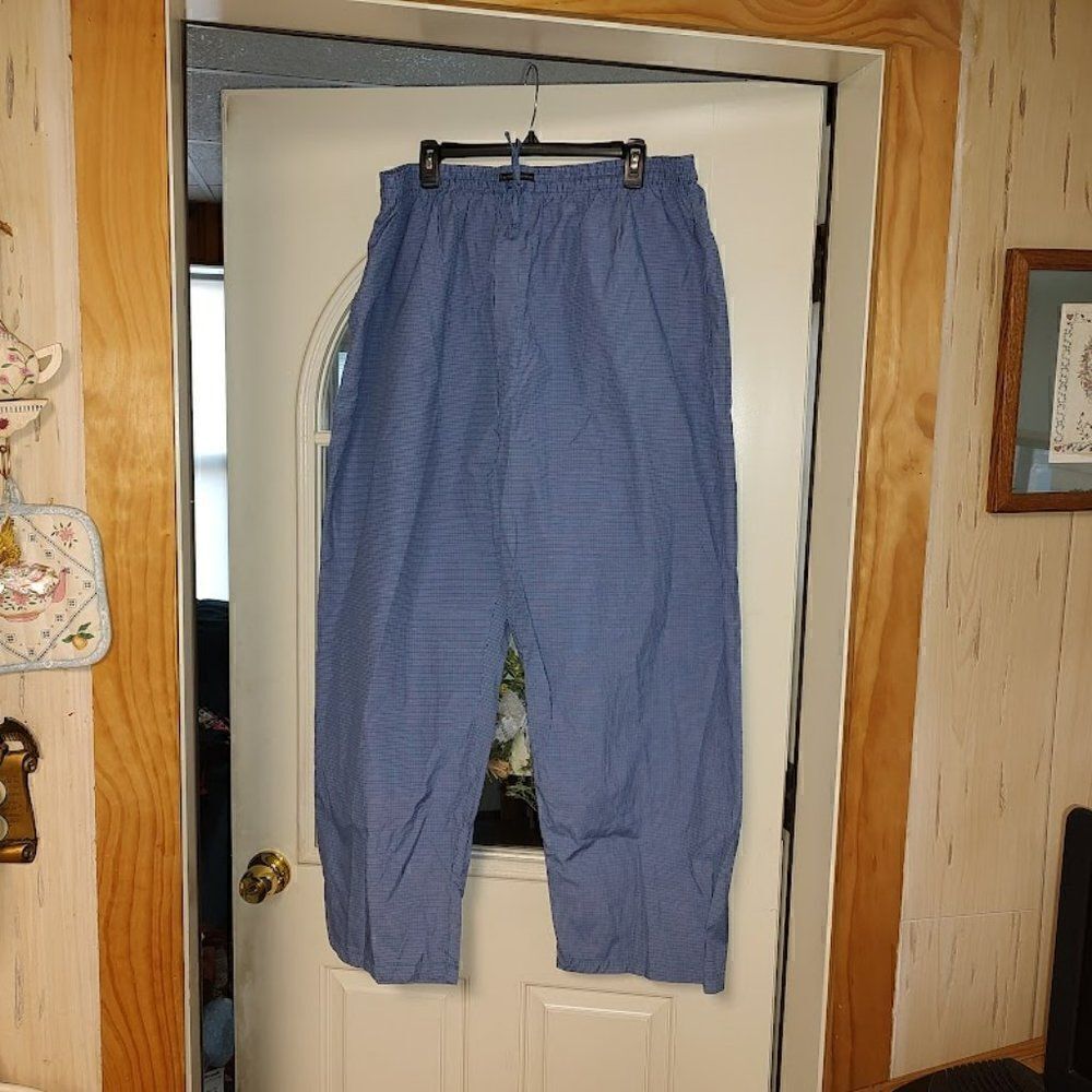 New Andrew Scott Dark Blue Checked Lightweight Sleep Pants Men's 3XL